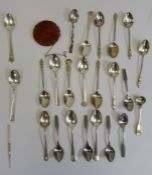 Quantity of assorted silver and plated teaspoons to include an Oriental(?) silver teaspoon with