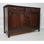 20th century oak dresser with two drawers and two cupboard doors, 131cm x 88cm