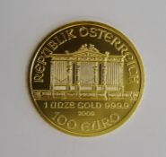 Austrian Gold 1oz 2009 100 Euro Wiener Philharmoniker coin in plastic case