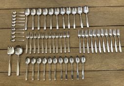 Service of 1960's Lauffer Bedford, Holland, stainless steel table flatware, 80 pieces, viz:-10