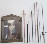 WITHDRAWN - Intrepid Black Prince fishing rod, two dress swords and a photograph of a gentleman in