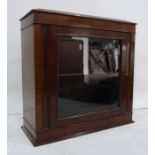 20th century mahogany table top cabinet with single glazed door enclosing shelves and marked