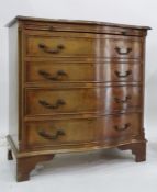 20th century mahogany serpentine bachelor's chest, the moulded edge above brushing slide and four