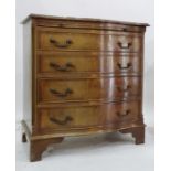 20th century mahogany serpentine bachelor's chest, the moulded edge above brushing slide and four