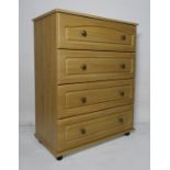 Modern oak effect four-drawer bedroom chest, 78 x 99cm