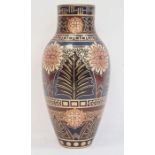 Large Wedgwood baluster-shaped vase in brown, blue, black and gilt highlights, embossed to base