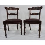 Pair of 19th century mahogany bar-back chairs, the acanthus carved top rail above carved bar, drop-