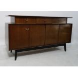 Ernst Gomme G-Plan sideboard, rectangular top with three drawers and two folding cupboard doors, 148