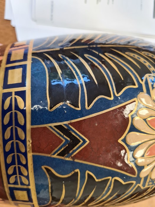 Large Wedgwood baluster-shaped vase in brown, blue, black and gilt highlights, embossed to base - Image 2 of 17