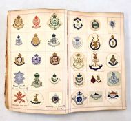 An early 20th Century scrap book of Crests to include various Halls, Hotels, Schools etc