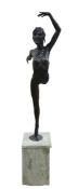 After James Osborne (1940-1992) Bronze study of a female dancer, limited edition 3/10, signed to