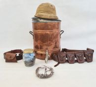 Items of Boer War interest, pith helmet with broad arrow mark with a U (Union of South Africa mark),