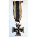 German Iron Cross, First World War, dated 1914 on black and white striped ribbon