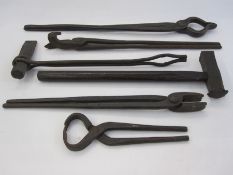 Blacksmiths irons/ tools (6) (1 bag)