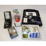 A quantity of golfing accessories to include Technasonic Check-Go sweet spot finder (2), Zelocity '