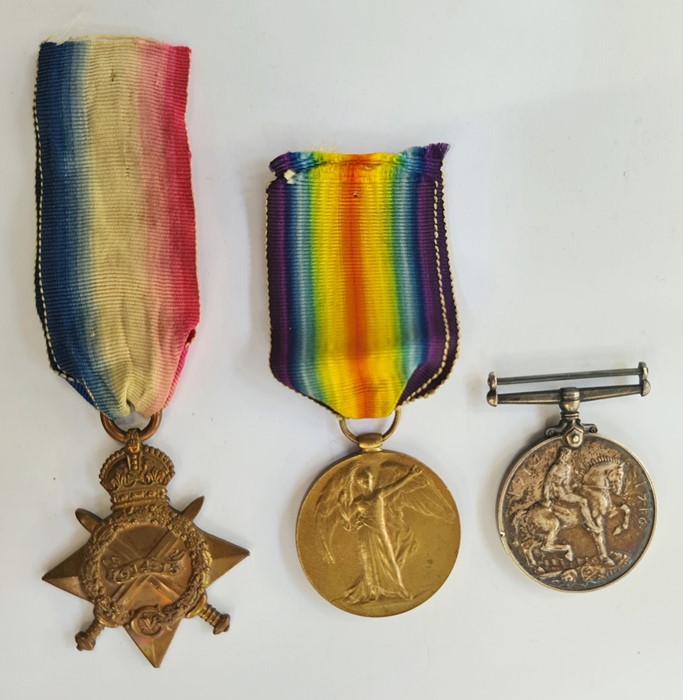 WWI 1914 - 15 Star, Victory medal and War medal, named to 'R-13359. PTE R.T.Lucas K.R.RIF.C'. '