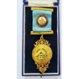 WITHDRAWN  18ct gold Masonic 'Lodge Concord Bombay' medal inscribed verso 'Presented to Worshipful
