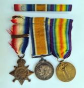 WWI 1914 Star trio of medals, '7595 PTE. G. SNELGROVE DORSET . R.'