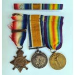 WWI 1914 Star trio of medals, '7595 PTE. G. SNELGROVE DORSET . R.'