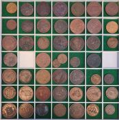 Various foreign and English tokens and pennies