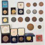 Large collection of bronze and white metal commemorative medals (2 boxes)