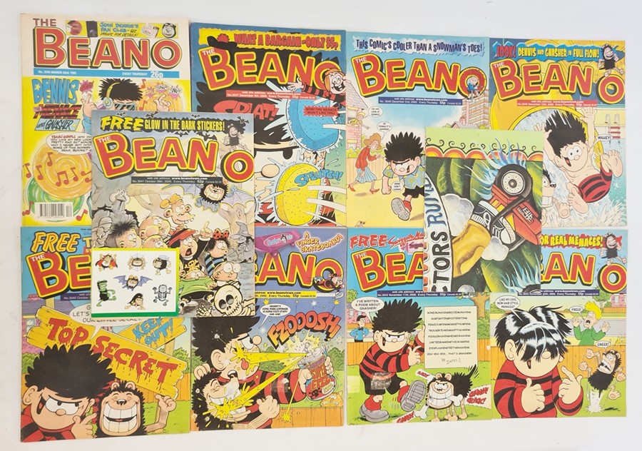 12 issues of the Beano 1991 and 2000 and an advertising poster for Ginsters 'In Cornwall Only the
