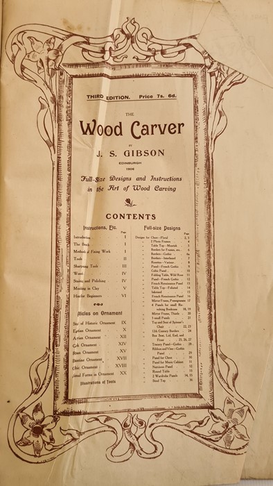 Gibson, J S  "The Wood Carver", Edinburgh 1906, 3rd edition, sepia plates of decorations, elephant - Image 2 of 3