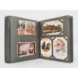 A mid 20th Century postcard album, circa Late 30s/ 40s & 50s, War  animals, humour etc (1 album)