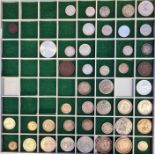 Various silver tokens and foreign silver coins