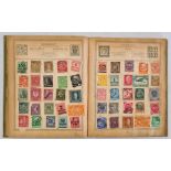 Rowland Hill stamp album in reasonable condition with a few hundred 'Junior' used stamps - value