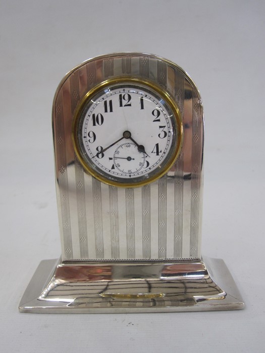 1930s silver rectangular cigarette case initialled BCF, 2oz, a silver mounted mantel clock, a silver - Image 4 of 4