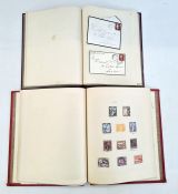 Two albums 7 1d red covers and 1864 (tatty cover) with 2 x 2d blues, a few Nyassa and Egypt