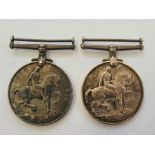 Two WWI War medals; ' '10229 PTE.H.A.DOREE R.BERKS.R.' and ' 128878 GNR. A.J. DACK.R.A.'