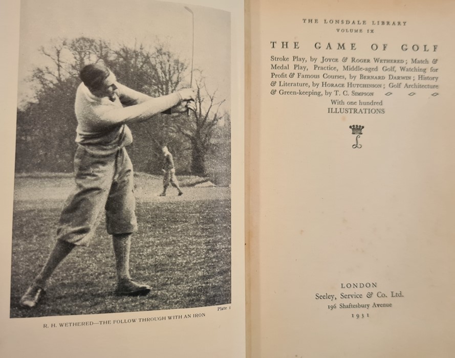 Golf to include:- The Lonsdale Library "The Game of Golf", Seeley Service & Co 1931 Gould, Steve and - Image 2 of 2