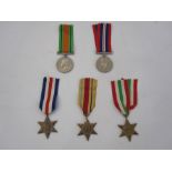 WITHDRAWN   Collection of WWII medals France and Germany Star, Italy Star, Africa Star, Defence