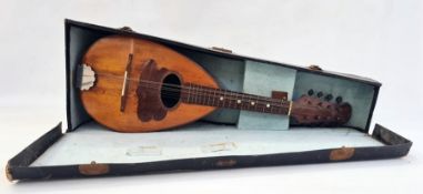 Stained wood and inlaid mandolin in original case  Condition ReportNo maker's label; please see