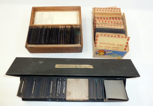 A quantity of lantern slides and Dufaycolour Films (3 boxes) Condition ReportPlease see additional