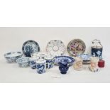 Collection of decorative and Oriental blue and white pottery and china viz. plates, bowls, tureen