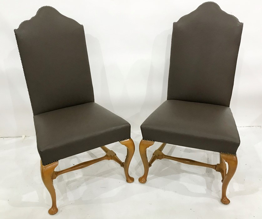 Set of six 21st century Trimline brown leatherette covered chairs on cabriole front legs (6)