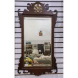 19th century mahogany fretwork carved framed rectangular mirror