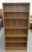 20th century teak open bookcase, 88cm x 180cm