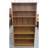 20th century teak open bookcase, 88cm x 180cm