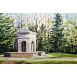 C Adams Watercolour  The Hexagon Folly in Cirencester Park, signed, 35.5cm x 52.5cm