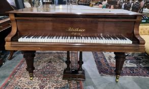 Early 20th century Bluthner grand piano in walnut case, fingerboard marked 'Bluthner of Leipzig' and