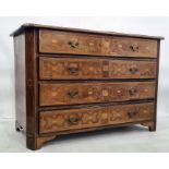 18th century North Italian walnut and marquetry inlaid chest of four long drawers, the top with