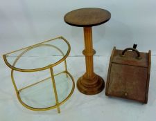 Coal scuttle, a two-tier D-shaped table and a plant stand (3)