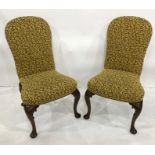 Set of six modern dining chairs with yellow upholstered seats and backs, on cabriole legs (6)