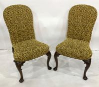 Set of six modern dining chairs with yellow upholstered seats and backs, on cabriole legs (6)