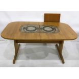 20th century Danish teak Gangso Mobler extending dining table with teak and tile extending leaf,