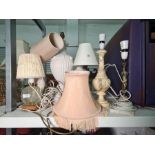 Various table lamps to include alabaster, glass, bronze-effect and ceramic, some with shades (8)